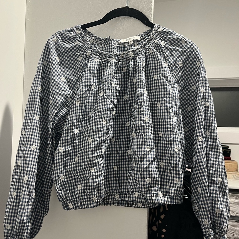 Madewell Gingham Polka Dot Cropped Top